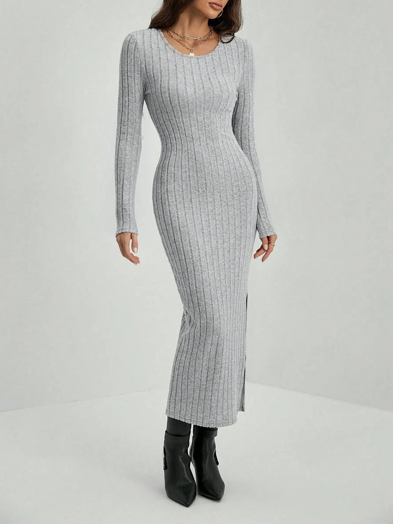 Vestido NoEnName_Null outono inverno gola U básico
