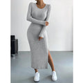Vestido NoEnName_Null outono inverno gola U básico