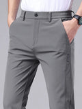 Calça casual masculina, cós semi-elástico