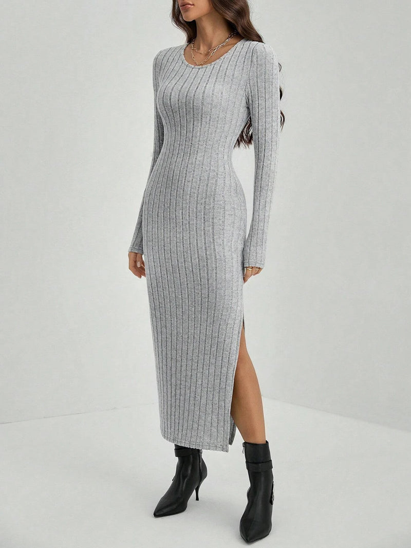Vestido NoEnName_Null outono inverno gola U básico