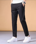 Calça casual masculina, cós semi-elástico