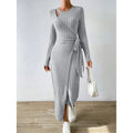 Vestido NoEnName_Null outono justo liso assimétrico