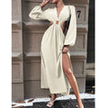 Vestido NoEnName_Null outono sexy lombo vazado