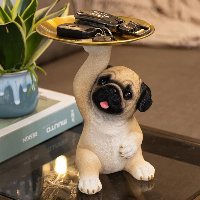 Bonito cão pug, ornamentos de resina em artesanato decorativo