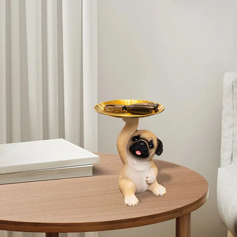 Bonito cão pug, ornamentos de resina em artesanato decorativo