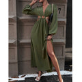 Vestido NoEnName_Null outono sexy lombo vazado