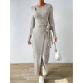 Vestido NoEnName_Null outono justo liso assimétrico