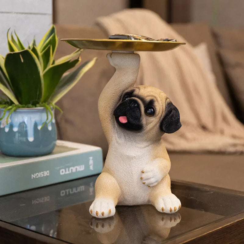 Bonito cão pug, ornamentos de resina em artesanato decorativo