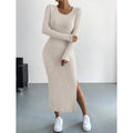 Vestido NoEnName_Null outono inverno gola U básico