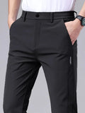 Calça casual masculina, cós semi-elástico