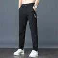 Calça casual masculina, cós semi-elástico