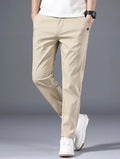Calça casual masculina, cós semi-elástico