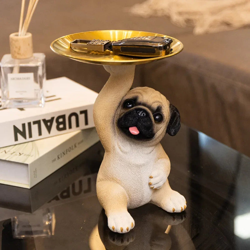 Bonito cão pug, ornamentos de resina em artesanato decorativo